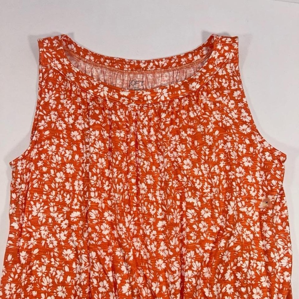 LOFT Sleeveless‎ Top Womens Size Medium Orange Floral - Picture 2 of 8
